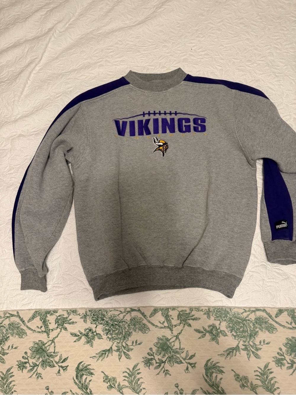 Puma Gray Crewneck Sweater with Purple Vikings Logo